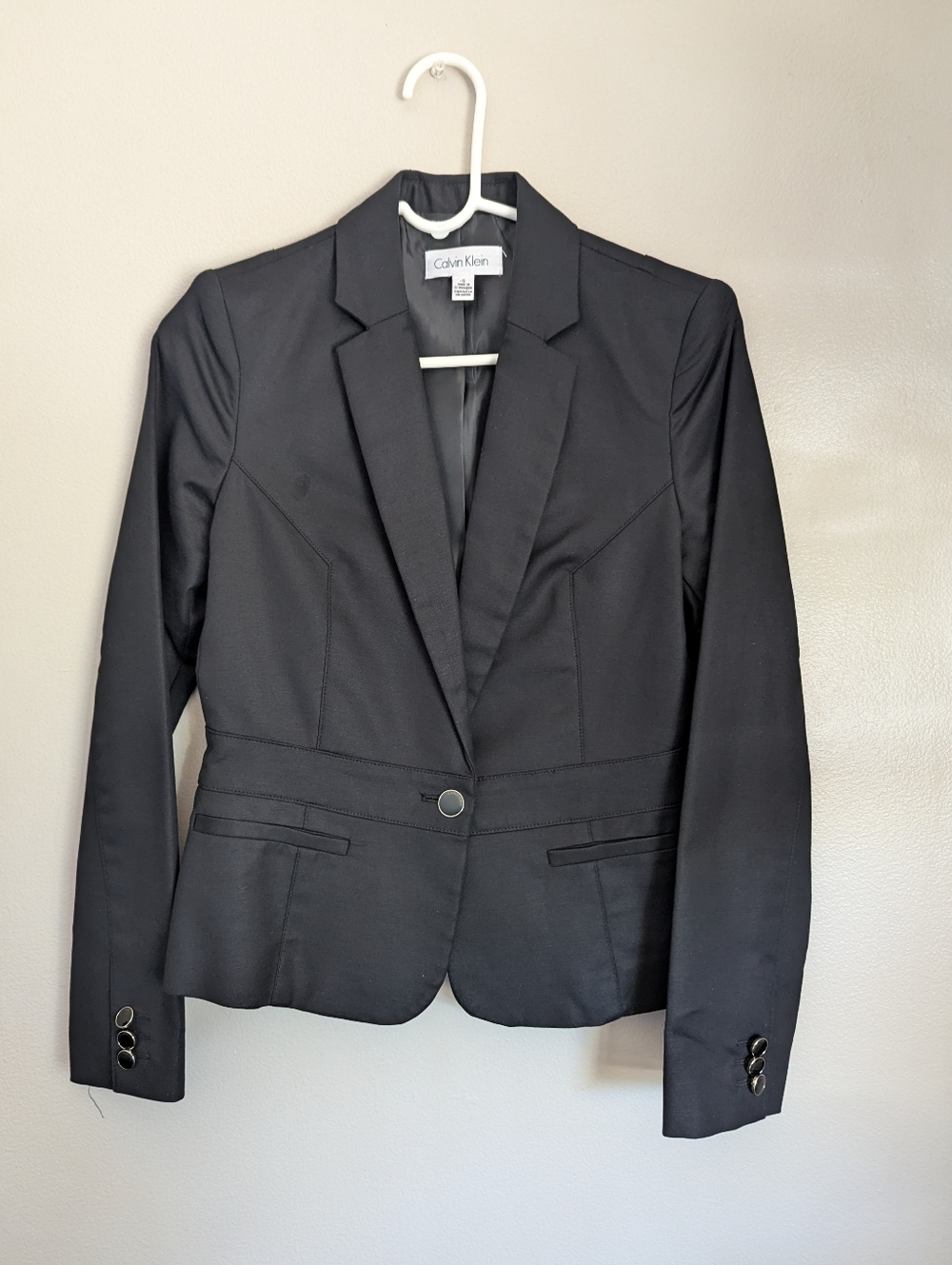 Calvin Klein Black Single-Button Fitted Blazer